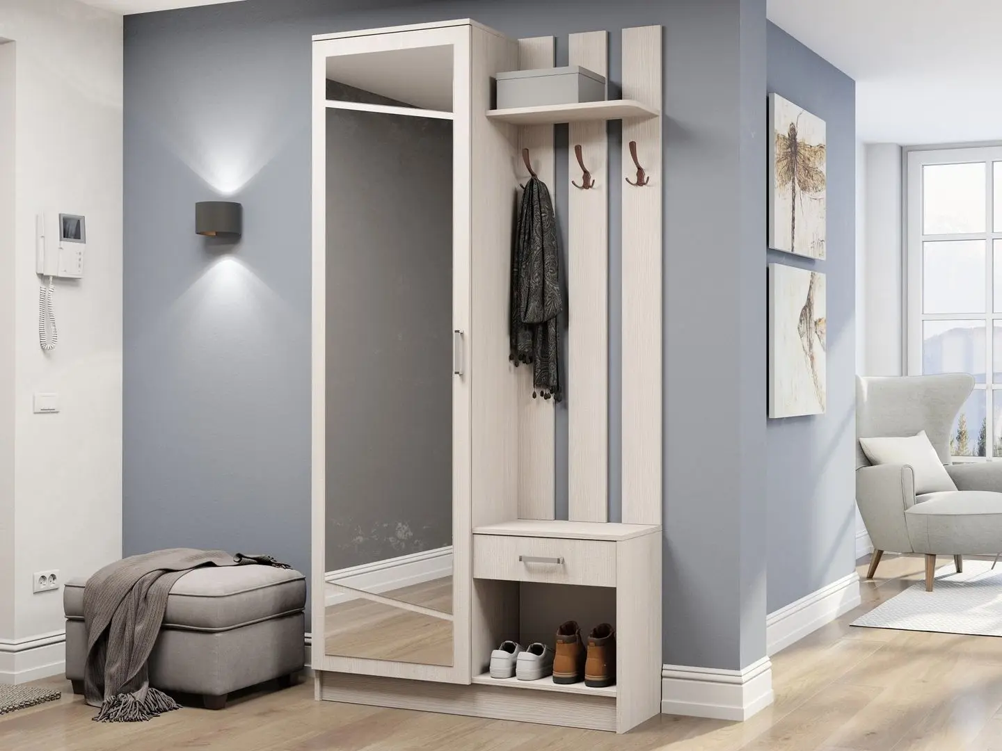 Прихожая Астрид-Мебель София 8 (Ясень Анкор Белый) - 3