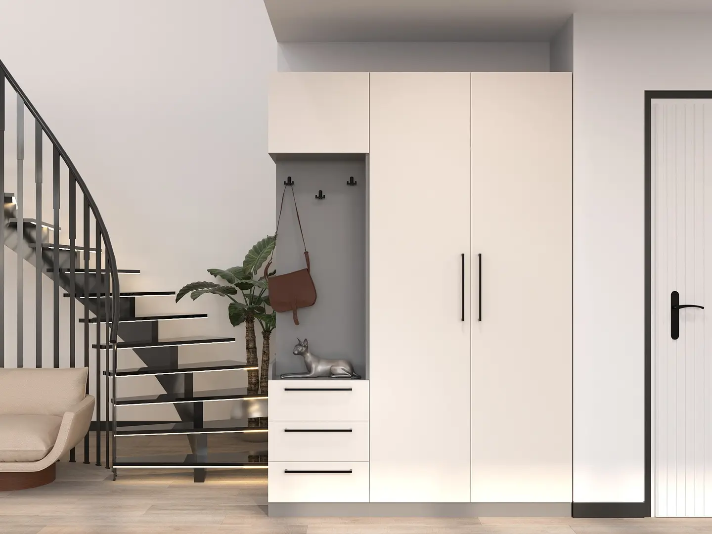 Antreu Bayro Serenity 3 sertare 150x220x52 stang (Light Cream/Asphalt Grey)