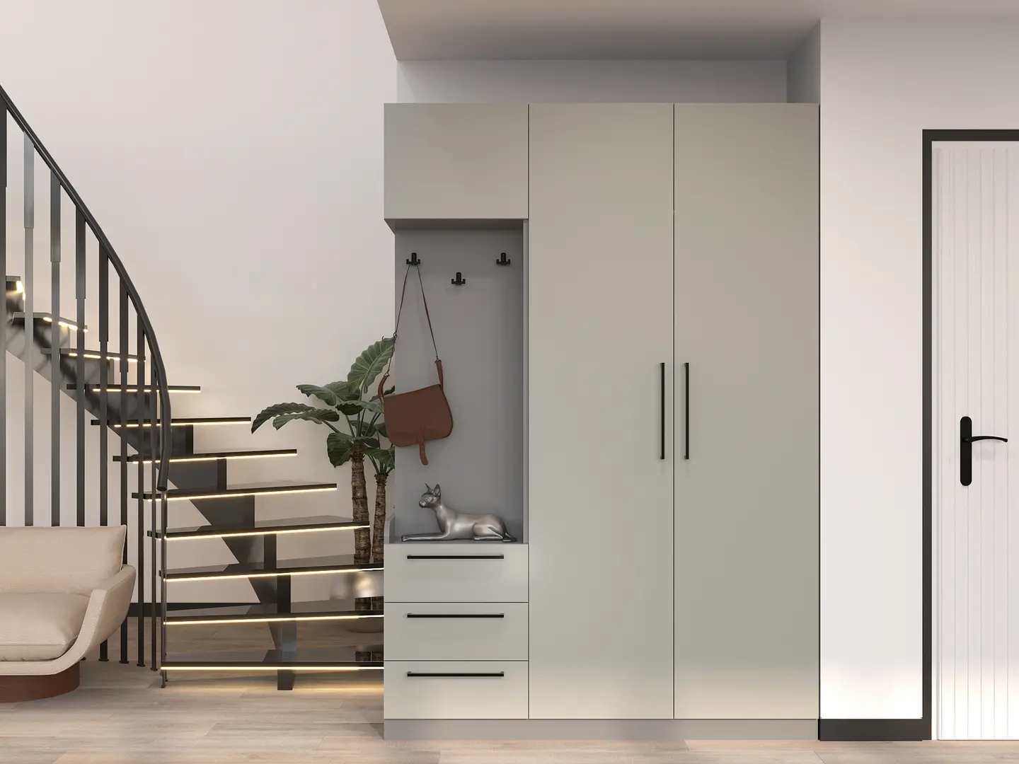 Прихожая Bayro Serenity 3 ящика 150x220x52 левый (Trend Grey/Asphalt Grey)