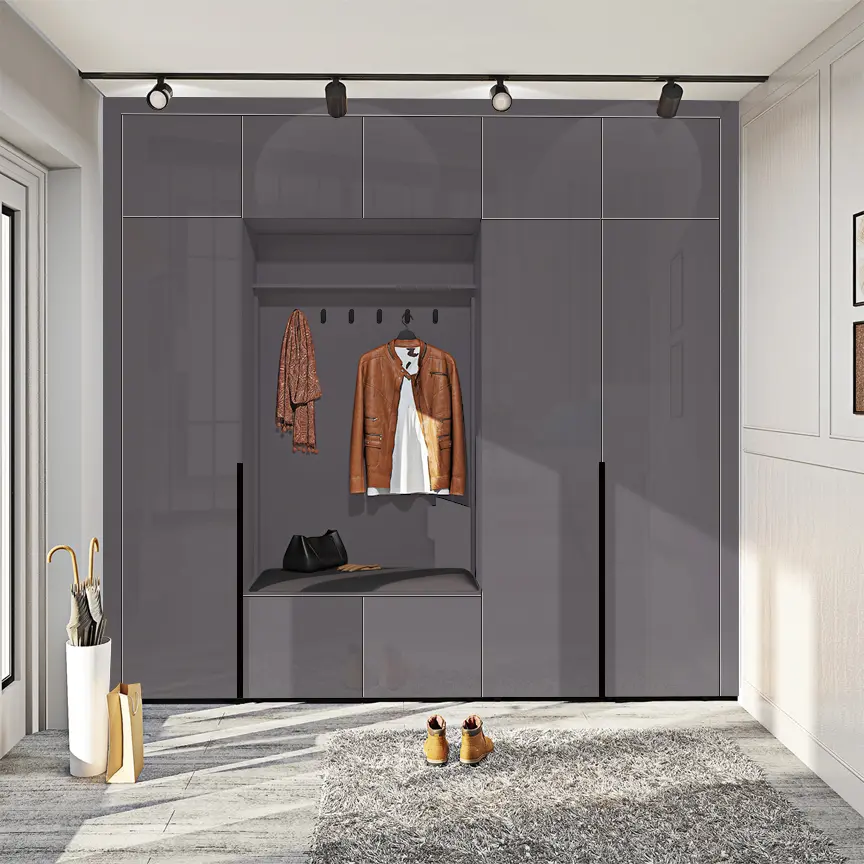 Прихожая Comfort Mebel Flex ВТ-4086 ДСП Eko 2.5m (Graphite Dark Gloss)