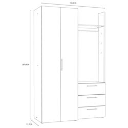 Прихожая Fortuna Constantin 134.2x207.8x51.7 (Grey/White) Thumb