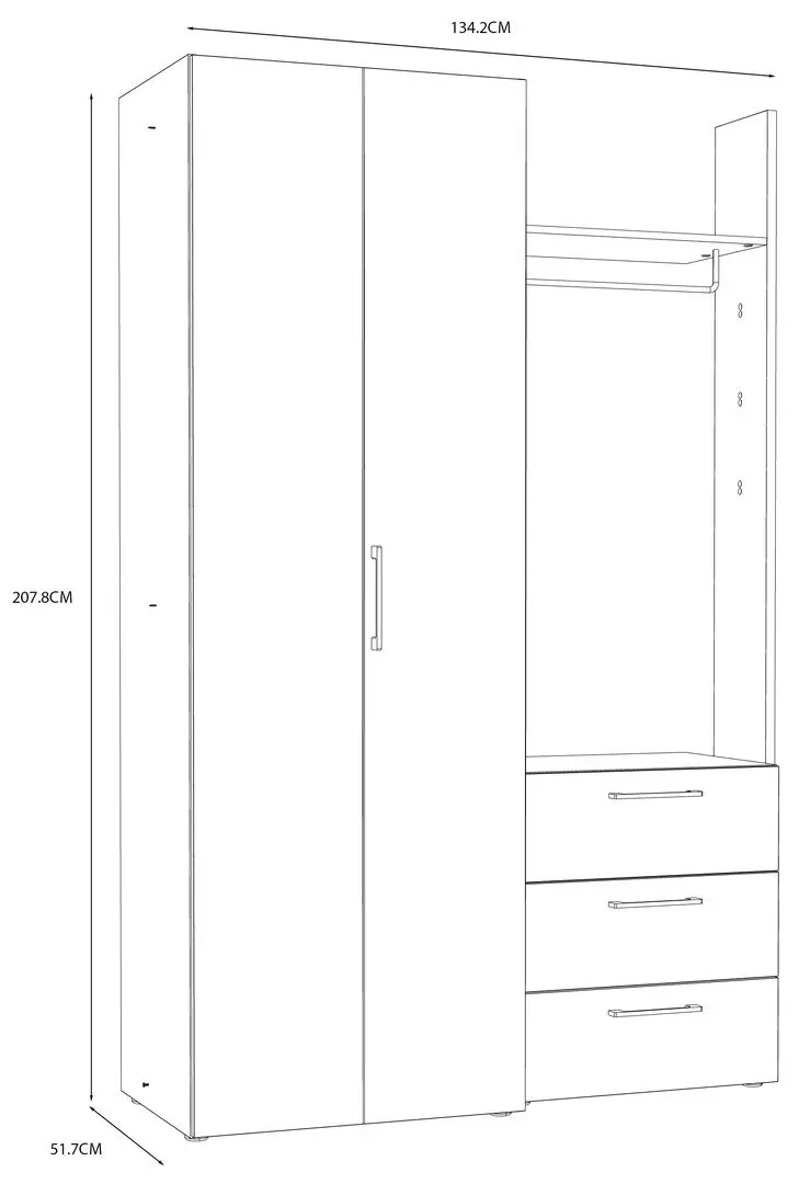 Прихожая Fortuna Constantin 134.2x207.8x51.7 (Grey/White) - 2