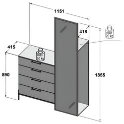 Прихожая Fortuna Elzzan 115.1x185.5x41.5 (White/White Gloss) Thumb