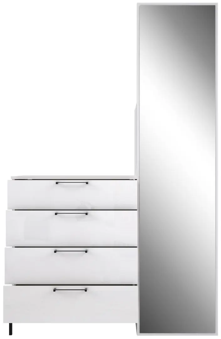 Прихожая Fortuna Elzzan 115.1x185.5x41.5 (White/White Gloss) - 5