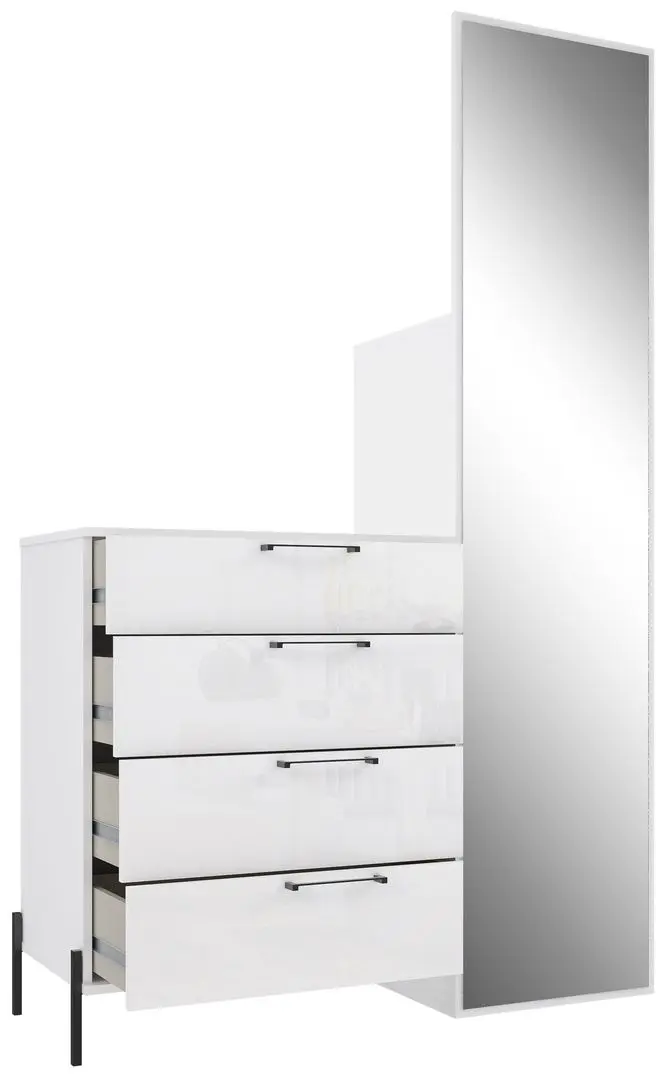 Прихожая Fortuna Elzzan 115.1x185.5x41.5 (White/White Gloss) - 4