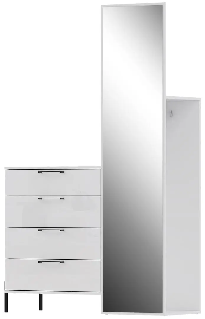 Прихожая Fortuna Elzzan 115.1x185.5x41.5 (White/White Gloss) - 3