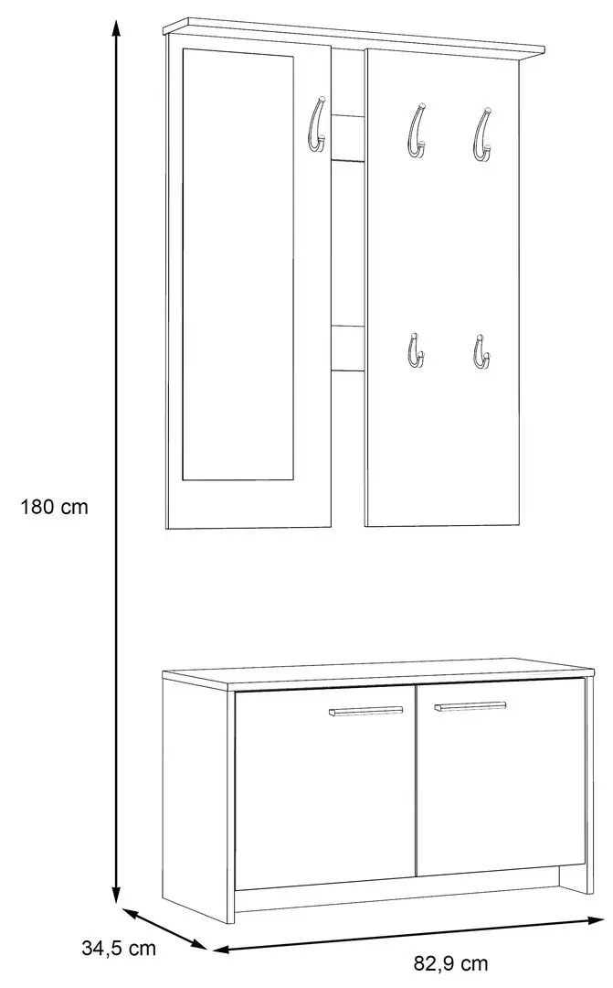 Прихожая Fortuna Foxi 82.9x180x34.5 (Sonoma Oak/White) - 2