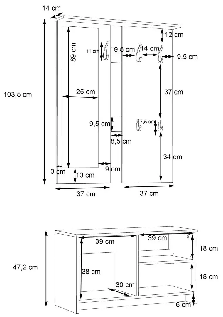 Прихожая Fortuna Foxi 82.9x180x34.5 (Sonoma Oak/White) - 3