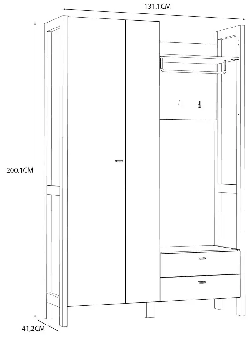 Прихожая Fortuna Hoyvik 131.1x200.1x41.2 (Sonoma Oak/White) - 2