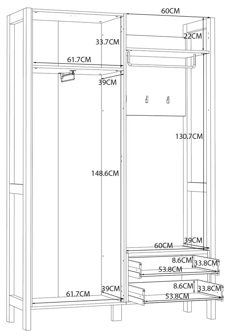 Прихожая Fortuna Hoyvik 131.1x200.1x41.2 (Sonoma Oak/White) - 3