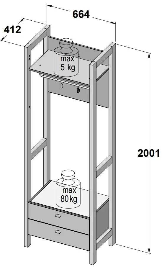 Прихожая Fortuna Hoyvik 66.4x200.1x41.2 (Sonoma Oak/White) - 2
