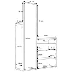 Прихожая Fortuna Yaskier 125x184.7x41.3 (Sonoma Oak/White) Thumb