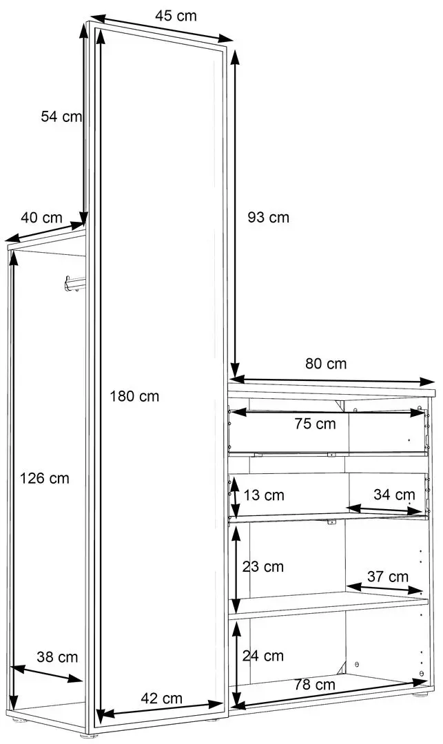 Прихожая Fortuna Yaskier 125x184.7x41.3 (Sonoma Oak/White) - 3