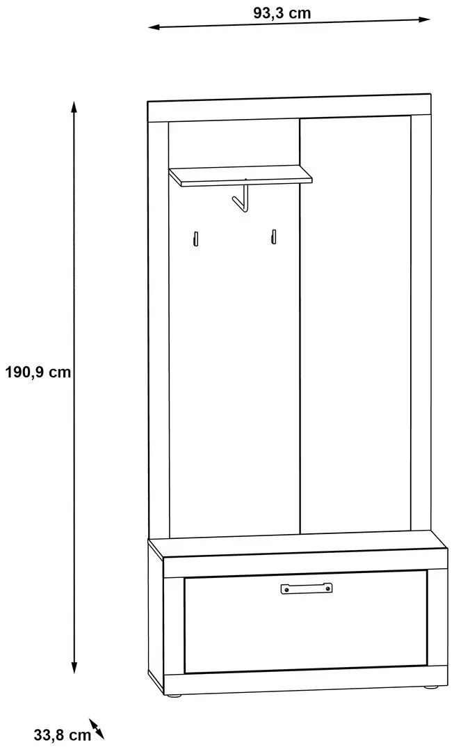 Antreu Fortuna Zumba 93.3x190.9x33.8 (Concrete/Vintage Oak) - 2
