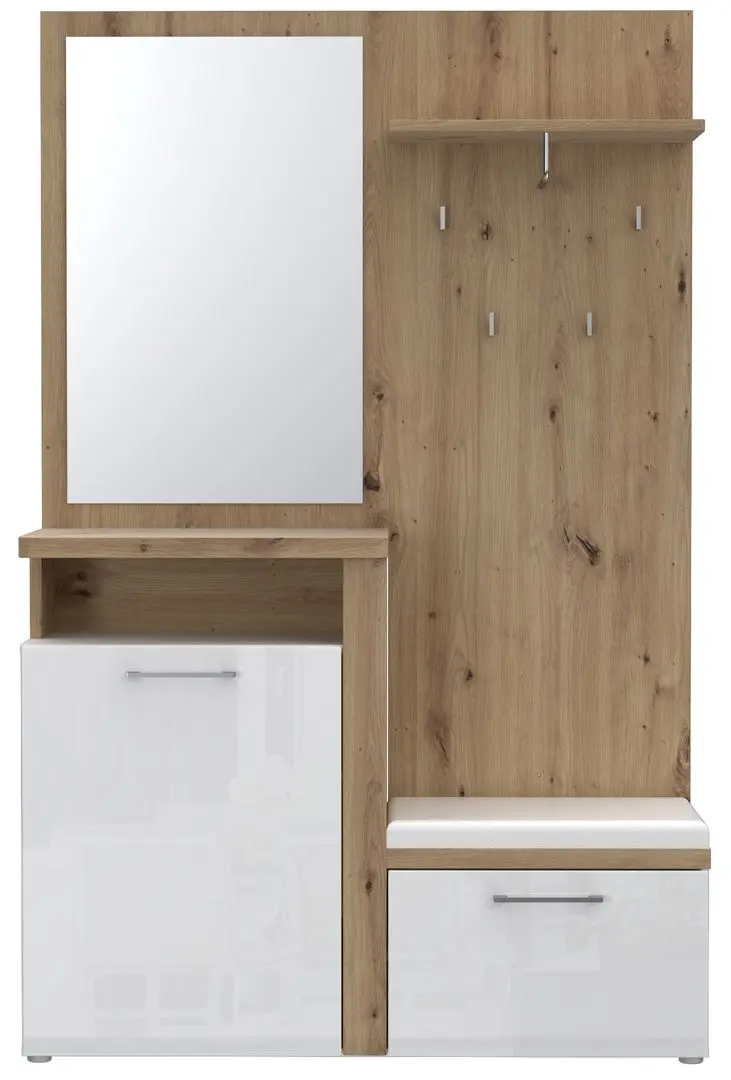 Прихожая Fortuna Tudor 128x200 (White/Artisan Oak/White Gloss) - 2