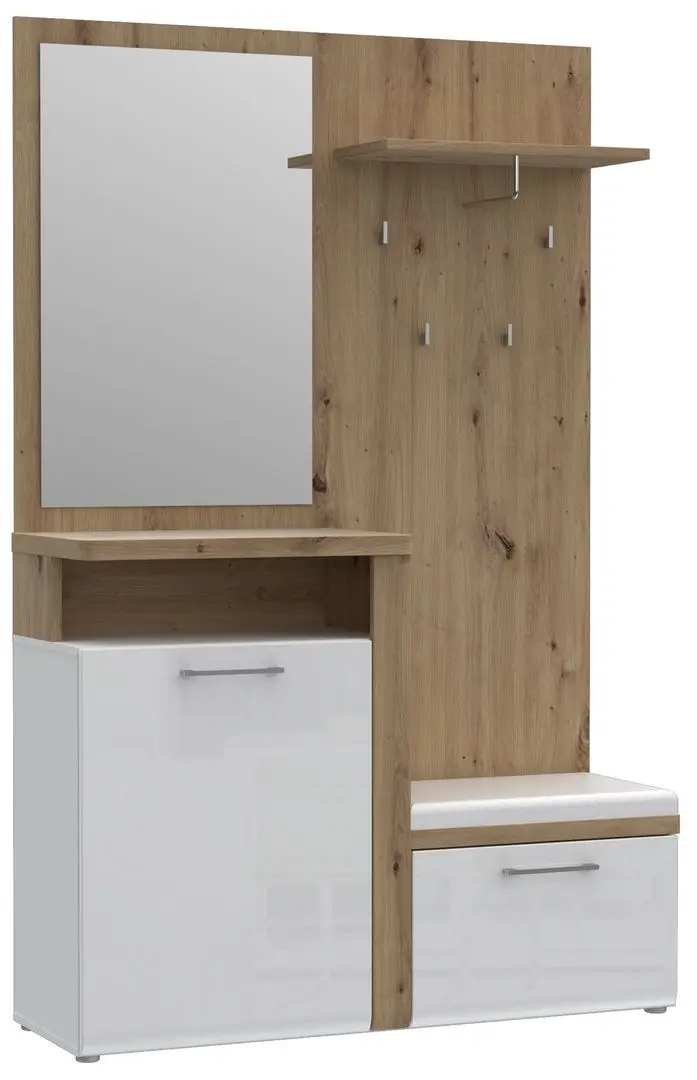 Прихожая Fortuna Tudor 128x200 (White/Artisan Oak/White Gloss) - 3