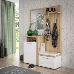 Прихожая Fortuna Tudor 128x200 (White/Artisan Oak/White Gloss)