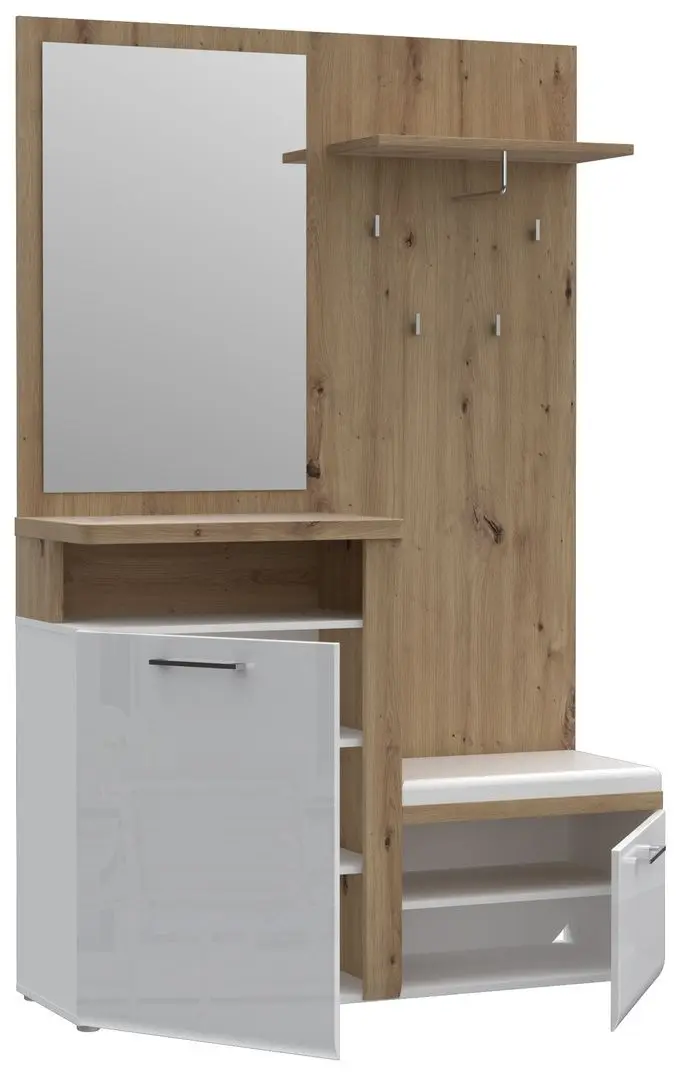 Прихожая Fortuna Tudor 128x200 (White/Artisan Oak/White Gloss) - 5