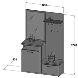 Прихожая Fortuna Tudor 128x200 (White/Artisan Oak/White Gloss) Thumb