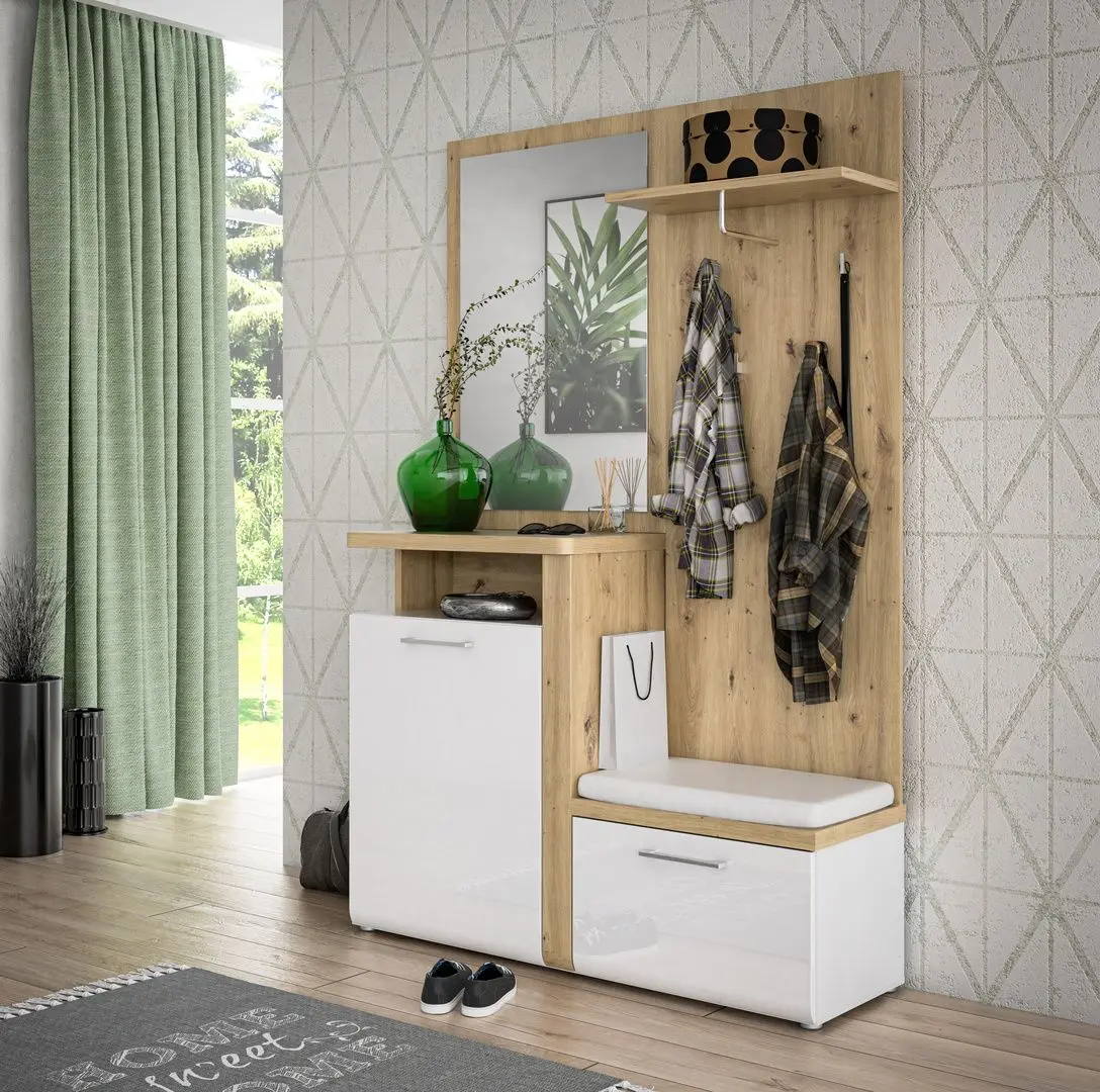 Прихожая Fortuna Tudor 128x200 (White/Artisan Oak/White Gloss)