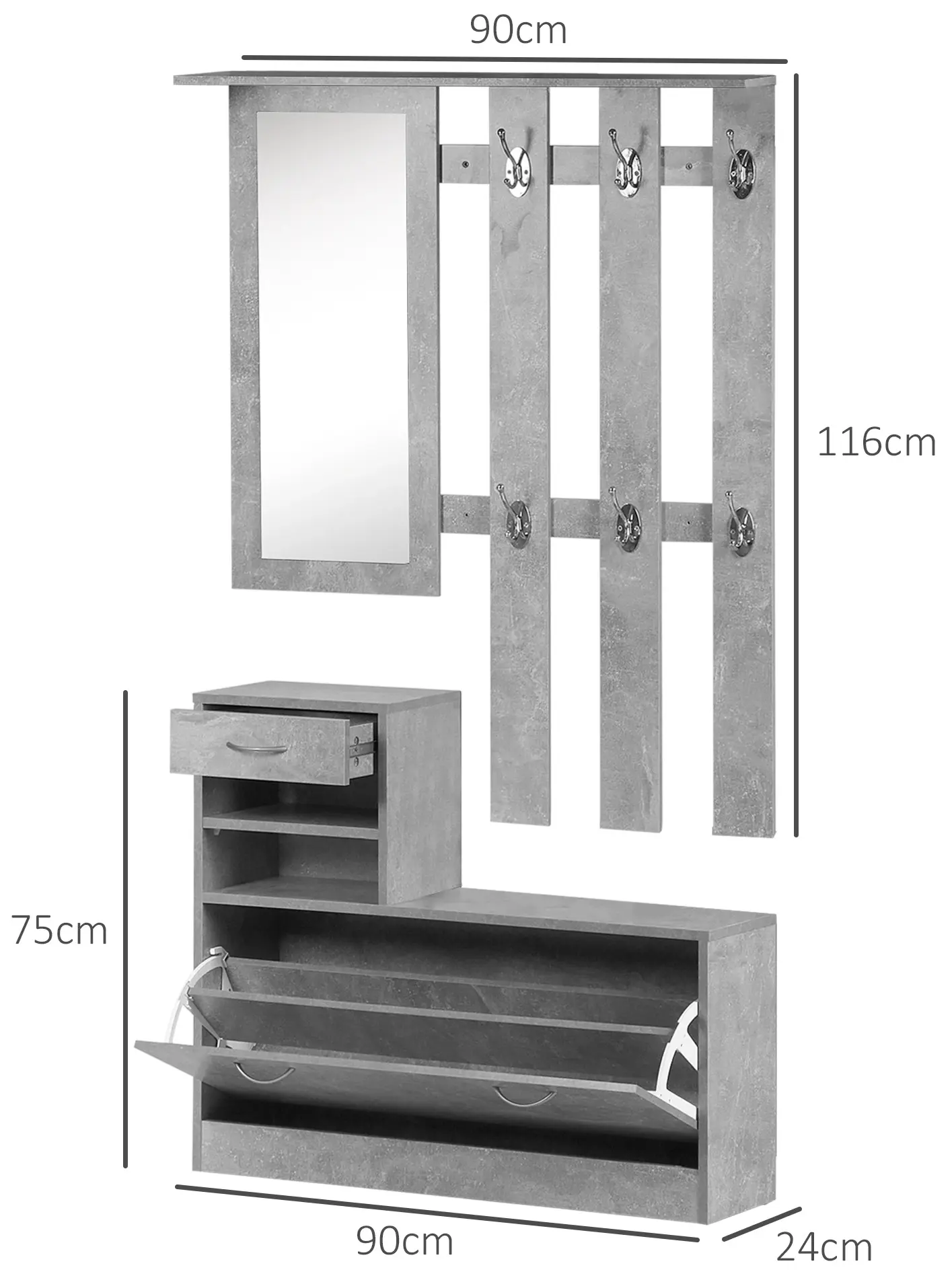 Прихожая Homcom 831-146GY (Grey) - 7