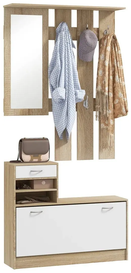 Antreu Homcom 831-146V81ND 90x102 cm (Natural Oak/White) - 3