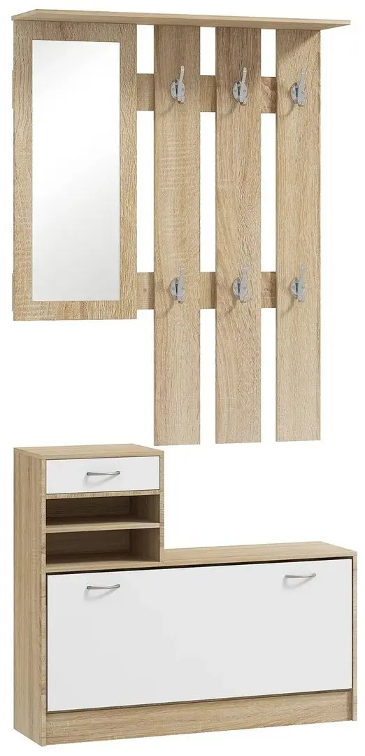 Antreu Homcom 831-146V81ND 90x102 cm (Natural Oak/White) - 4