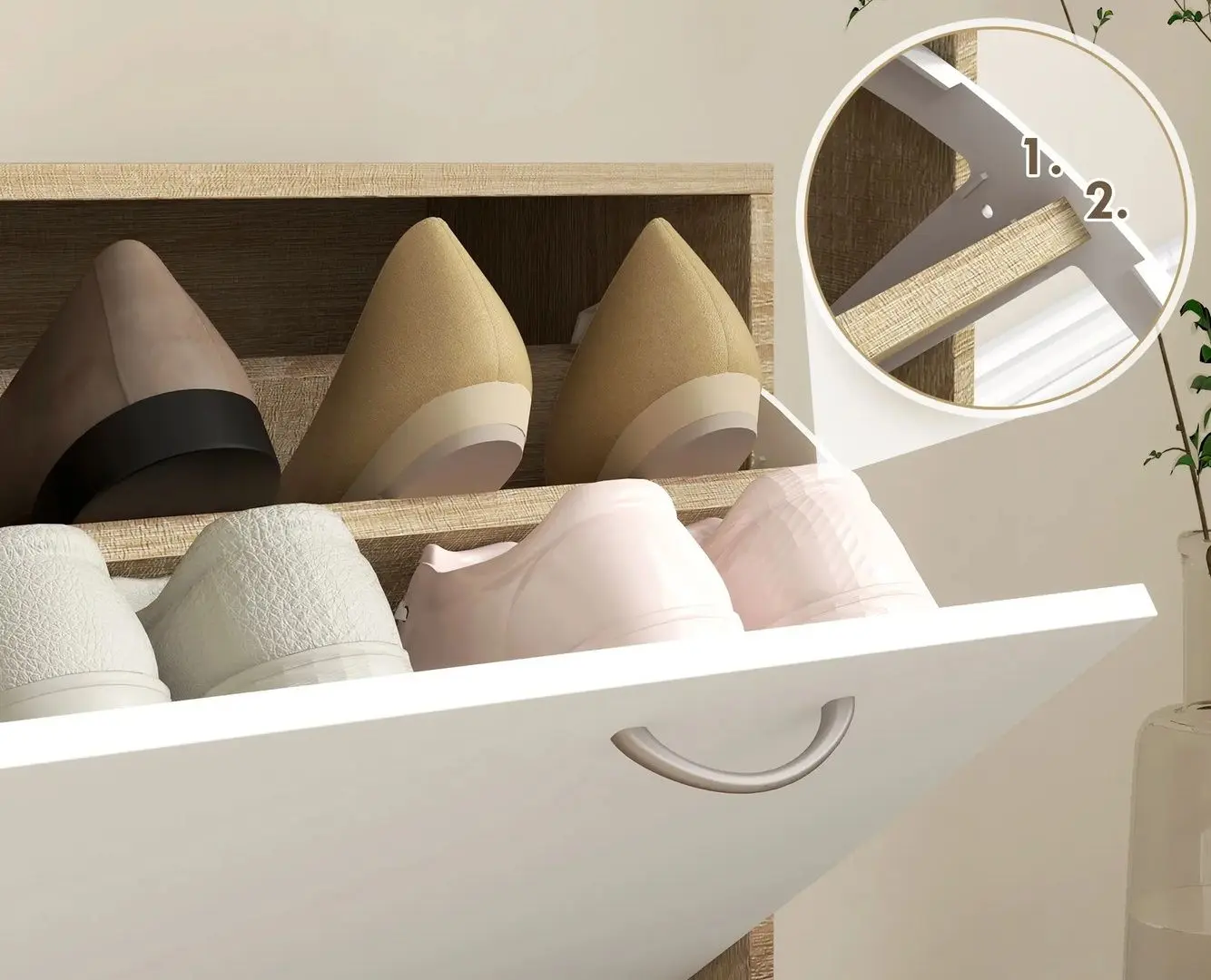 Antreu Homcom 831-146V81ND 90x102 cm (Natural Oak/White) - 5