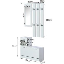 Прихожая Homcom 831-146WT 90x22x220 cm (White) Thumb