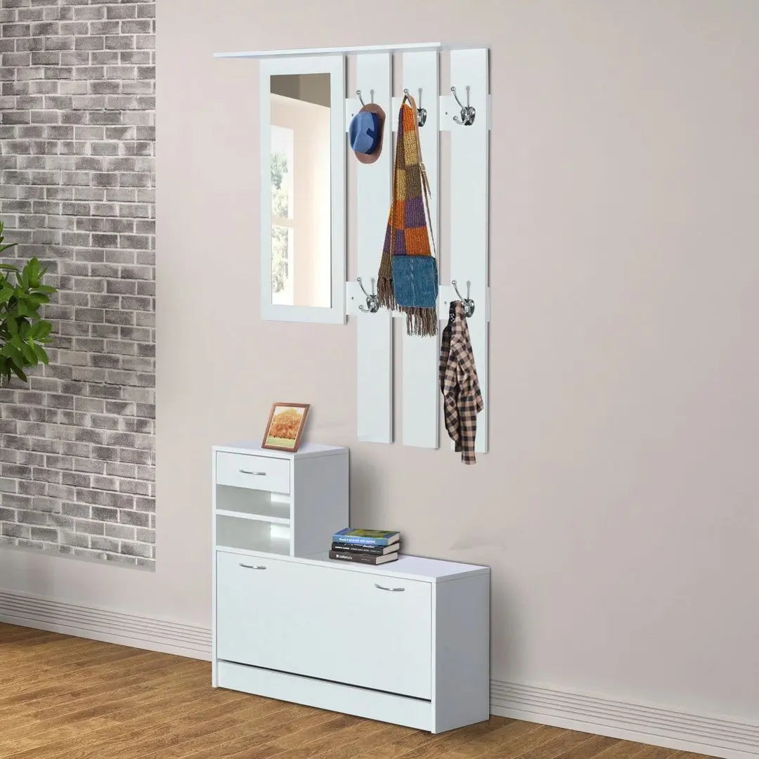 Прихожая Homcom 831-146WT 90x22x220 cm (White)