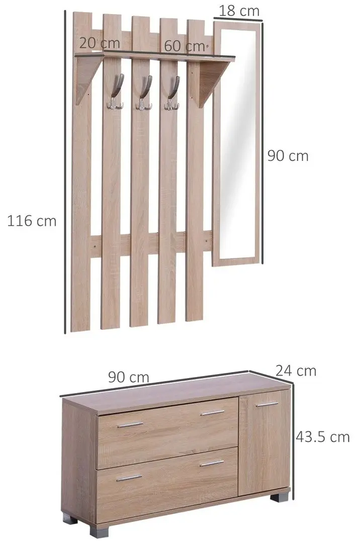 Antreu Homcom 837-021AK 90 cm (Oak)