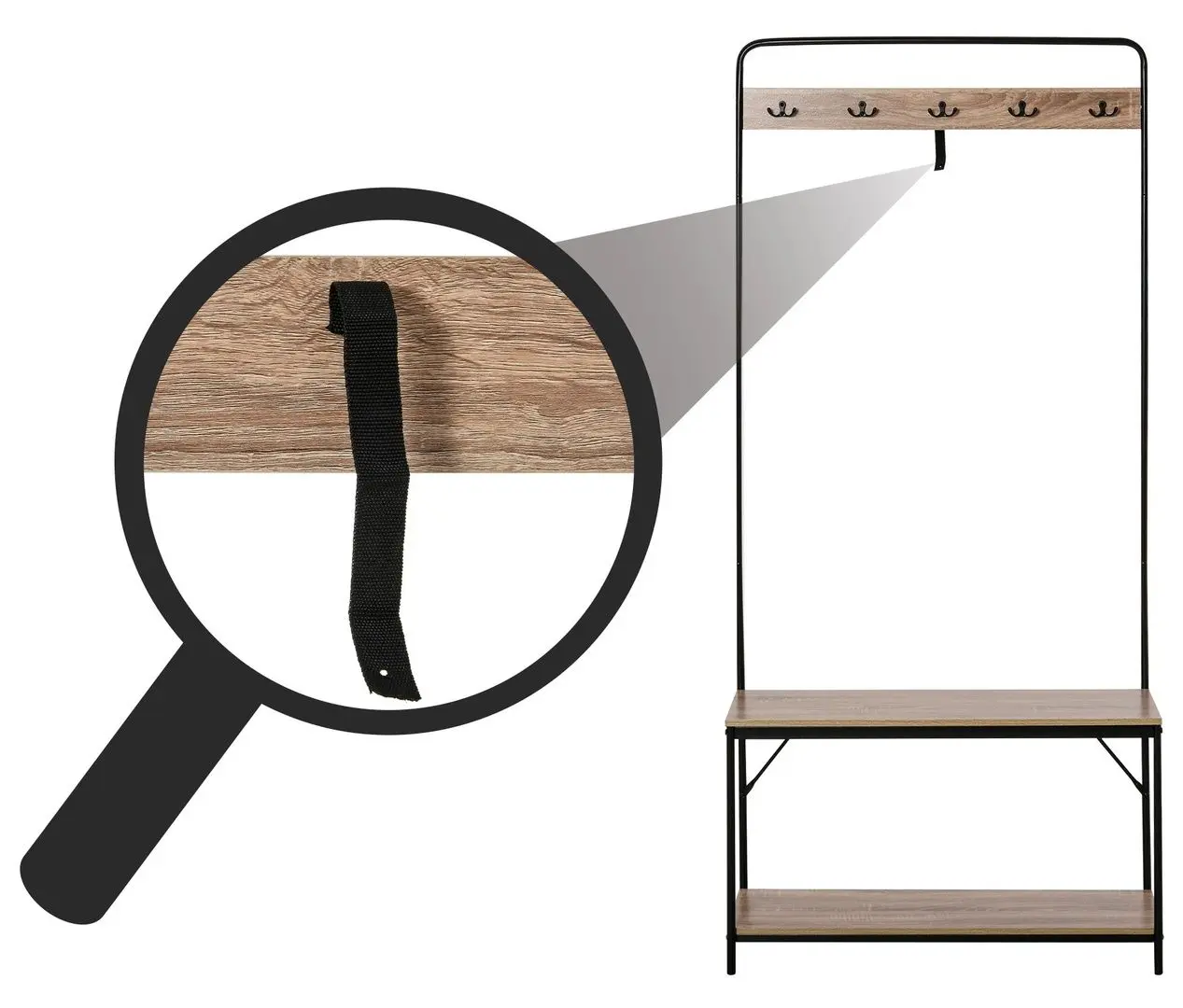 Antreu Homcom 837-097AK 80x30x170 cm (Oak/Black)