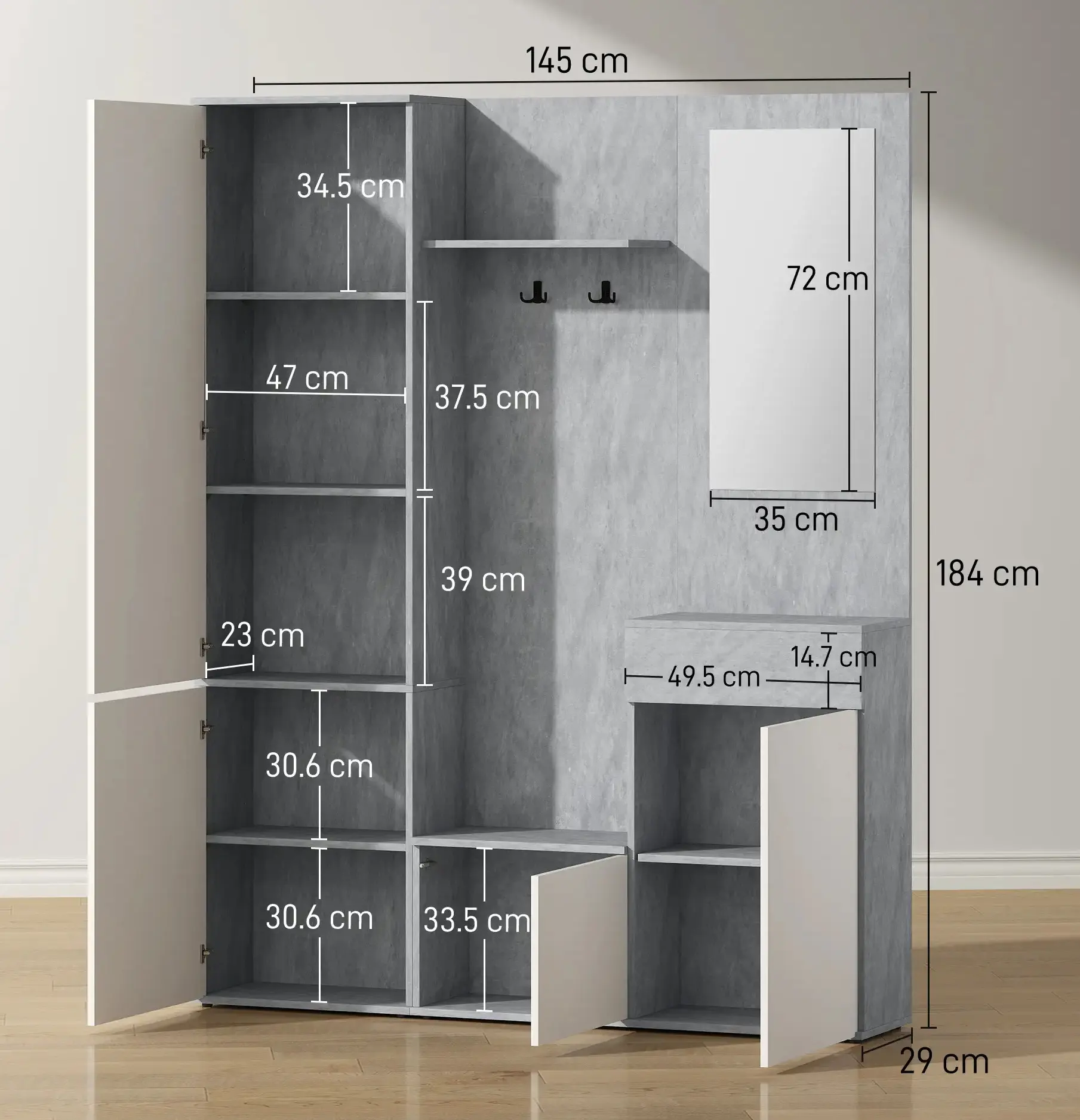 Antreu Homcom 837-256V00GY (White/Grey) - 4