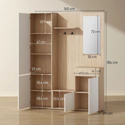 Прихожая Homcom 837-256V00WT (White/Natural) Thumb