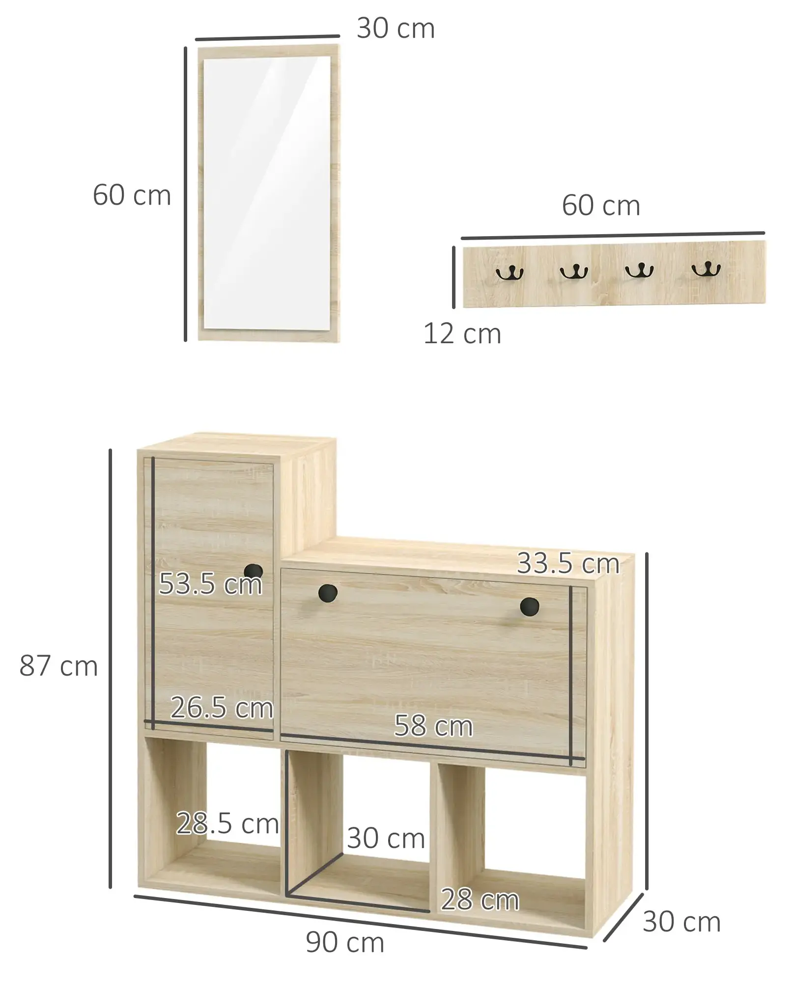 Прихожая Homcom 837-381V80ND (Natural) - 4