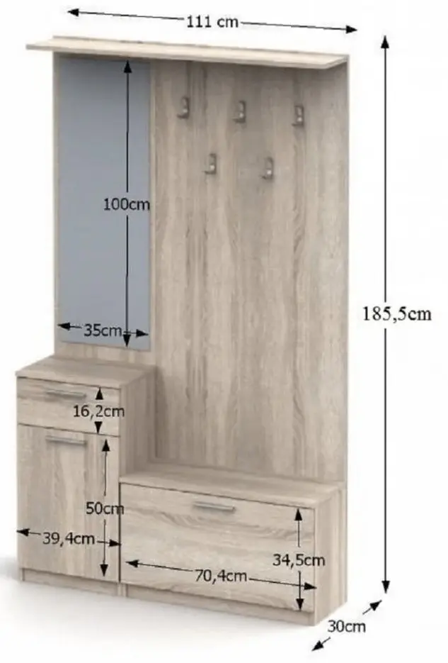 Прихожая Ideal Mobila Amina (Sonoma Oak) - 2
