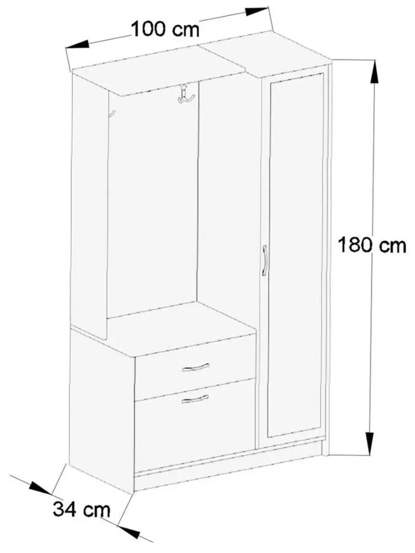 Antreu Ideal Mobila Carla (Sonoma Oak/White) - 3