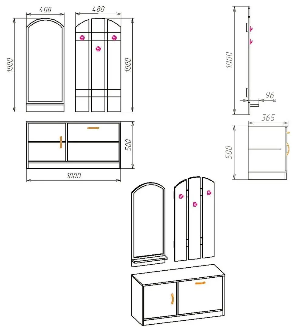 Прихожая Marcel Prod Olga (Wenge/Birch)