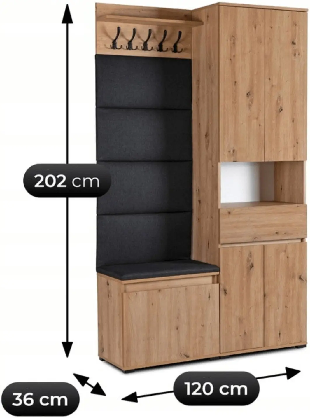 Прихожая Mebel Elite Modena 1.2m (Artisan Oak/Graphite) - 8