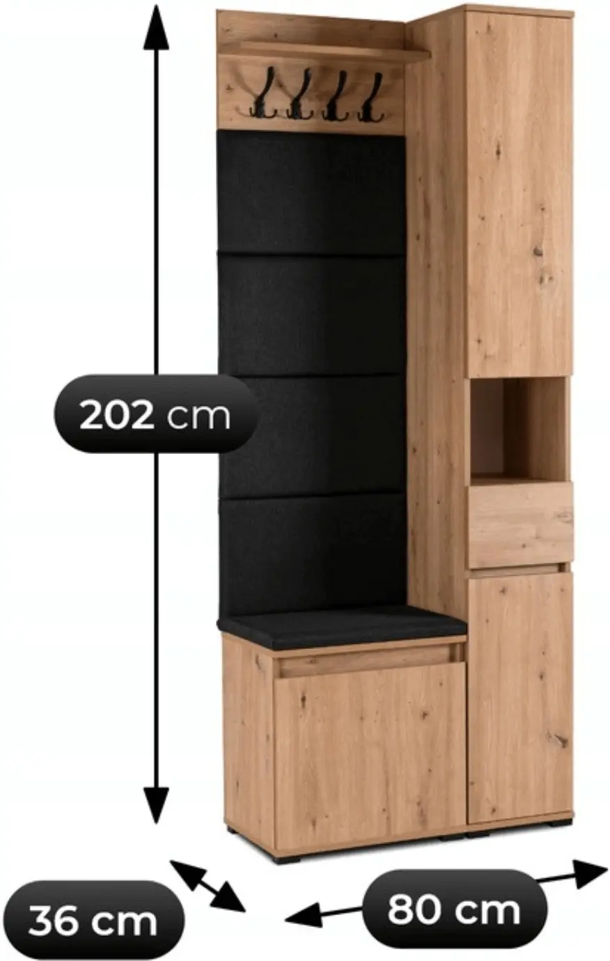 Прихожая Mebel Elite Parma 0.8m (Artisan Oak/Graphite) - 7