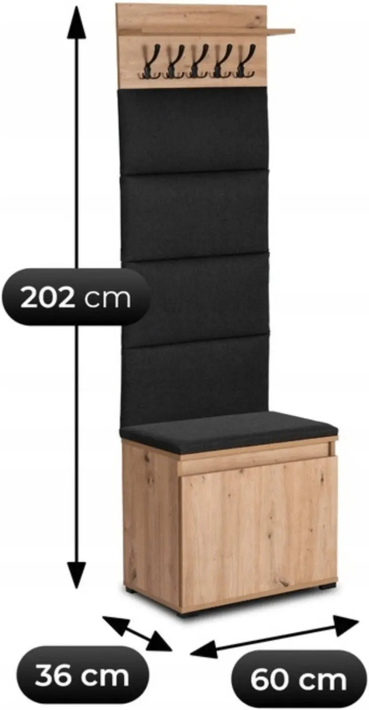 Прихожая Mebel Elite Venorna 0.6m (Artisan Oak/Graphite) - 9