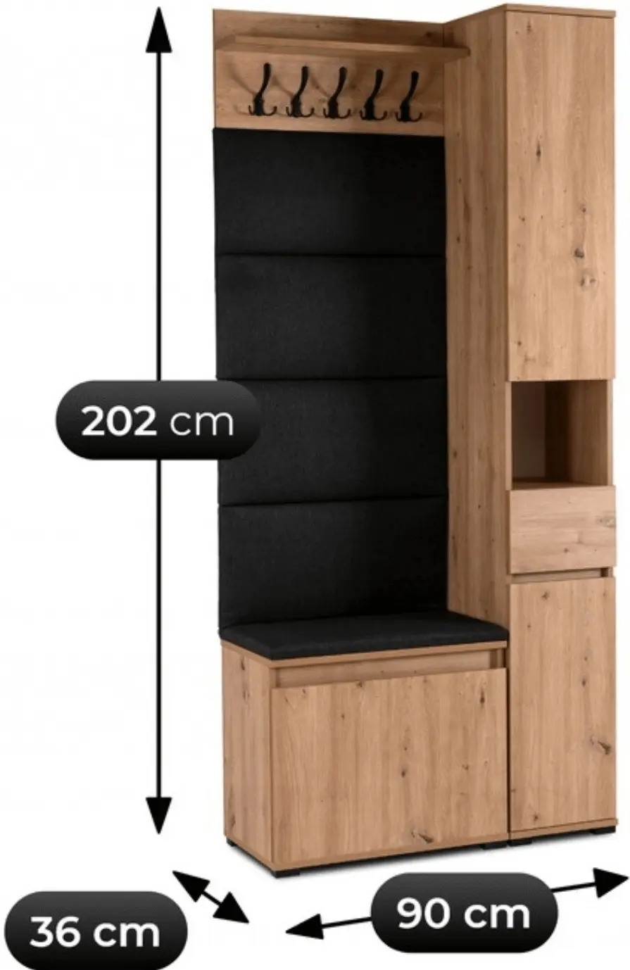 Прихожая Mebel Elite Venorna 0.9m (Artisan Oak/Graphite) - 7