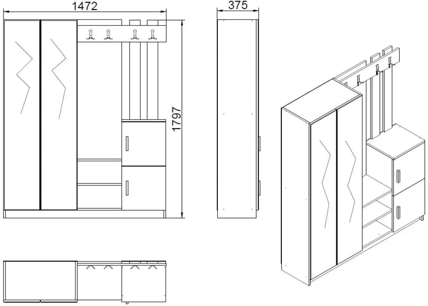 Прихожая Mirage Design Visor DD8-AA (Pine/Anthracite) - 4