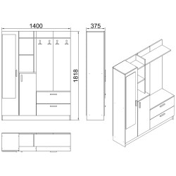 Прихожая Mirage Design Wisdom DD5-AW (Pine/White) Thumb