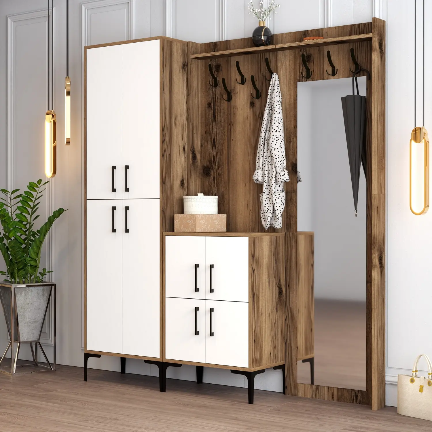 Прихожая Mirage Meble Berlin ABC (White/Walnut)