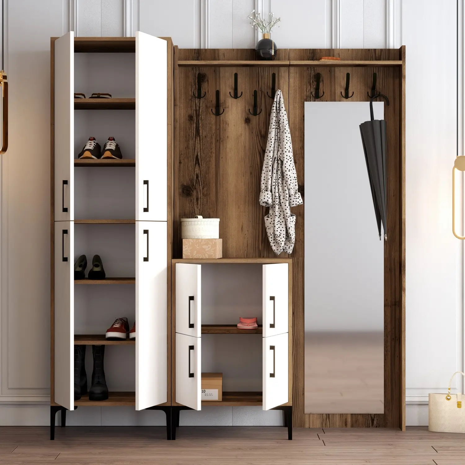 Прихожая Mirage Meble Berlin ABC (White/Walnut)