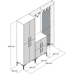 Прихожая Mirage Meble Berlin ABC (White/Walnut) Thumb
