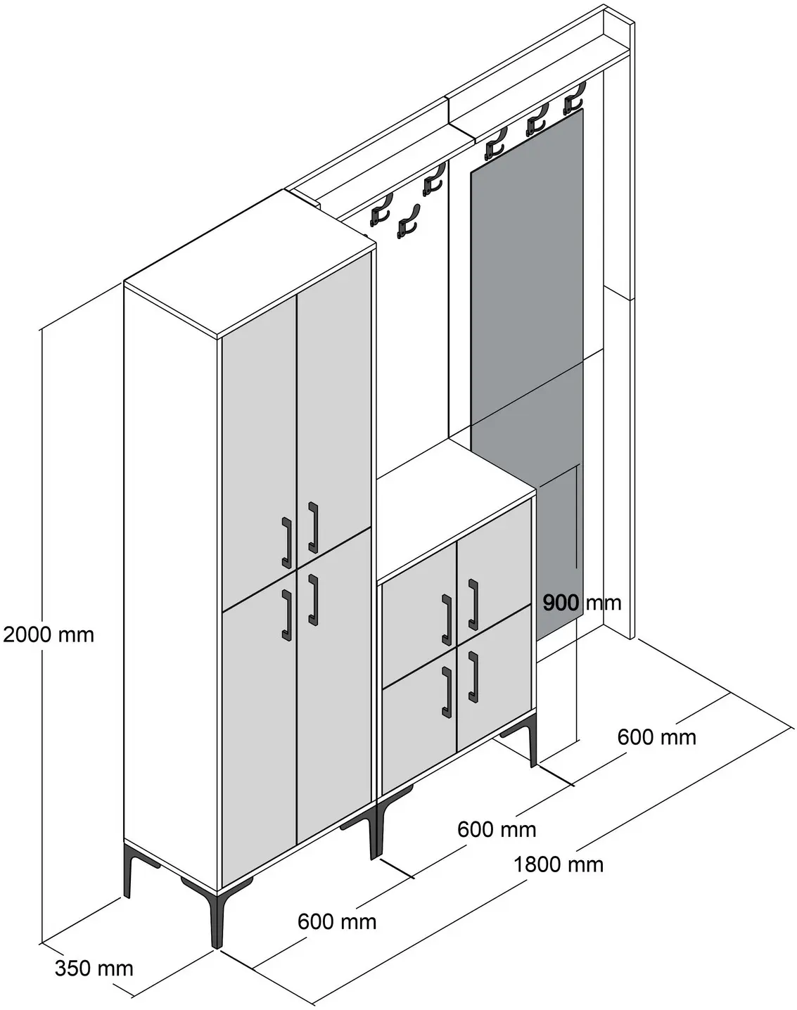 Прихожая Mirage Meble Berlin ABC (White/Walnut)