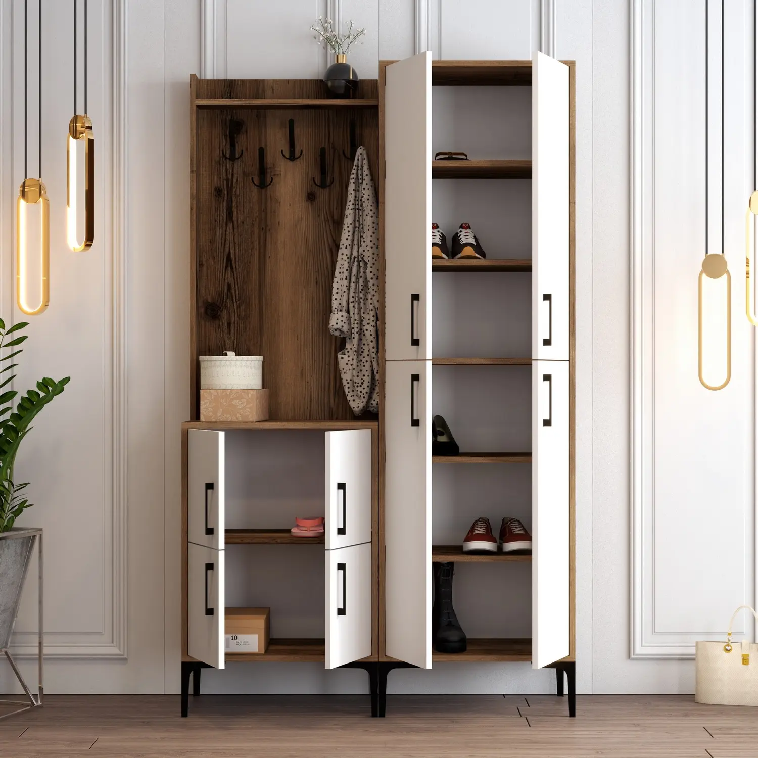 Прихожая Mirage Meble Berlin BA (White/Walnut)