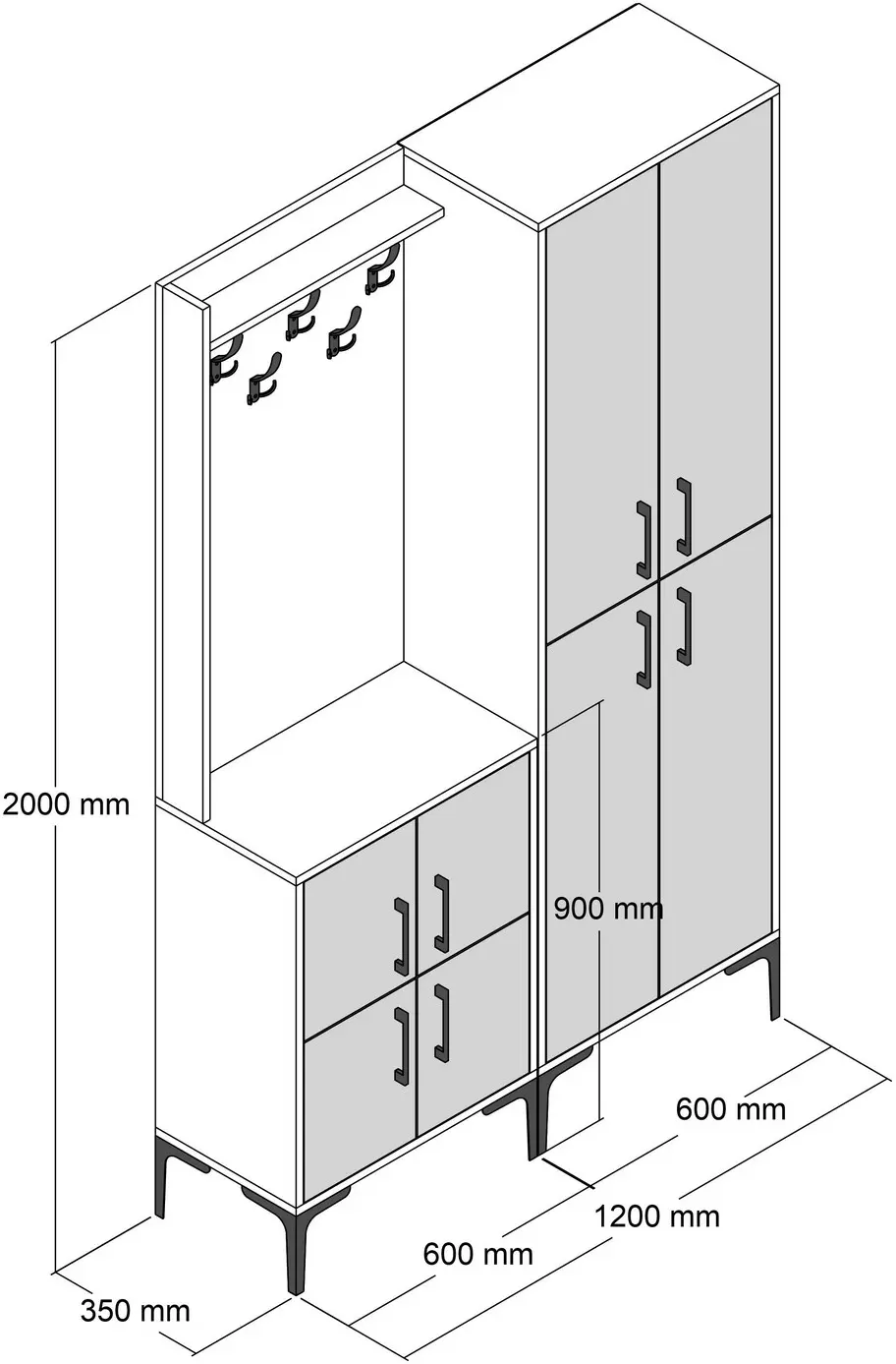 Прихожая Mirage Meble Berlin BA (White/Walnut)